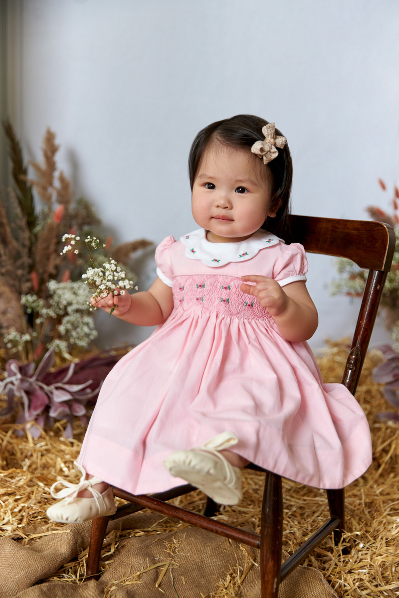 The hand smocked GRACE dress - Pink