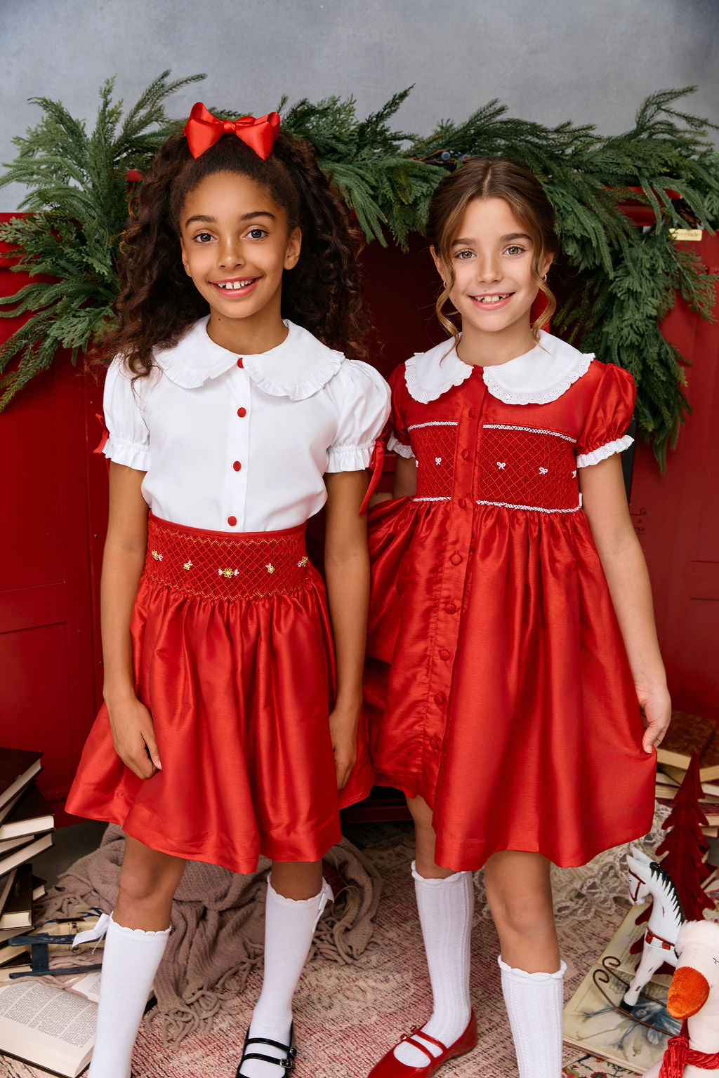 The hand smocked MATHILDE dress - Red