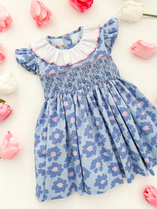 The hand smocked CÉCILIA dress - Floral Blue