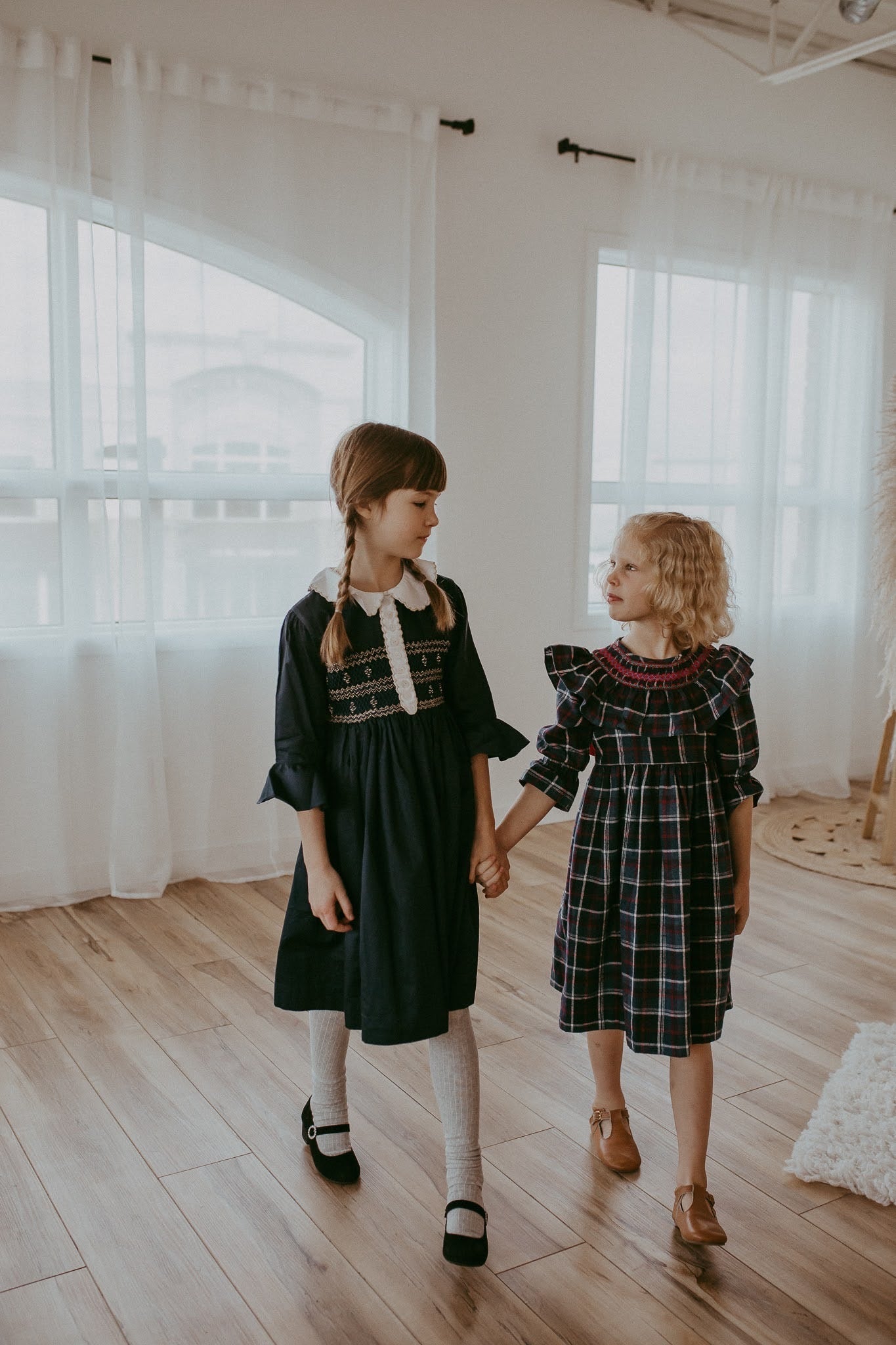 ** SECONDS SALE ** The hand smocked ELLA dress - Plaid navy and red