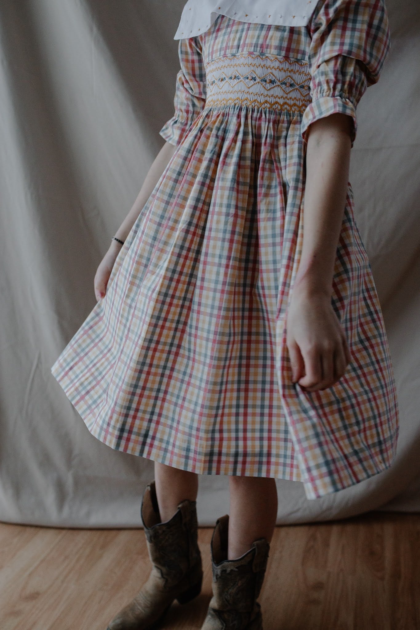 The hand smocked VICTORIA dress - checkered yellow