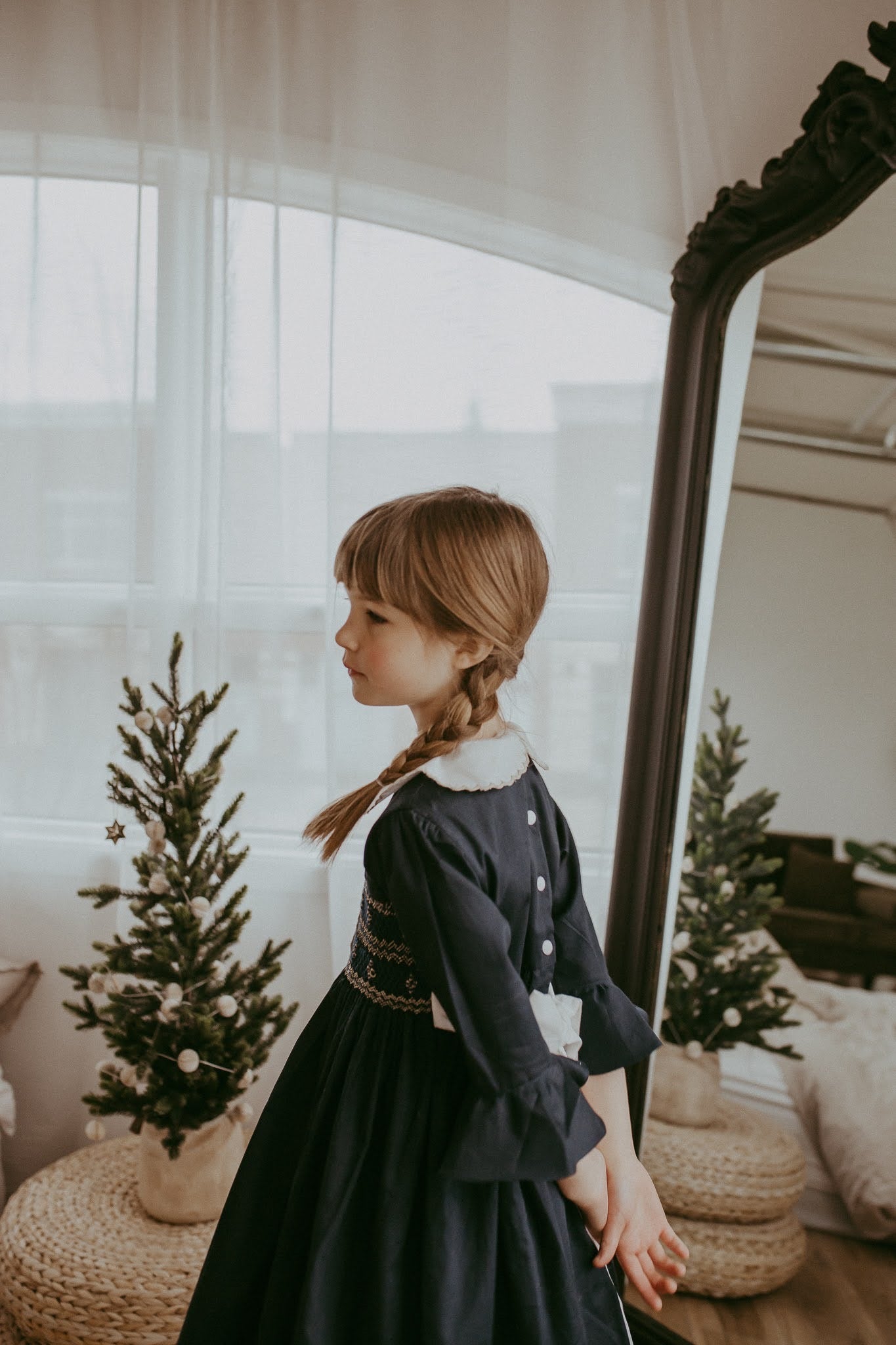 The hand smocked FLORENCE dress - Navy