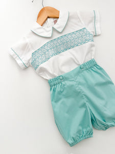 * PREORDER * The hand smocked ADAM set - Mint