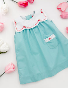 The hand embroidered ALBA dress - Mint