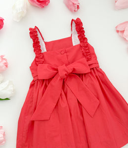 The hand smocked ATHÉNA dress - Coral red