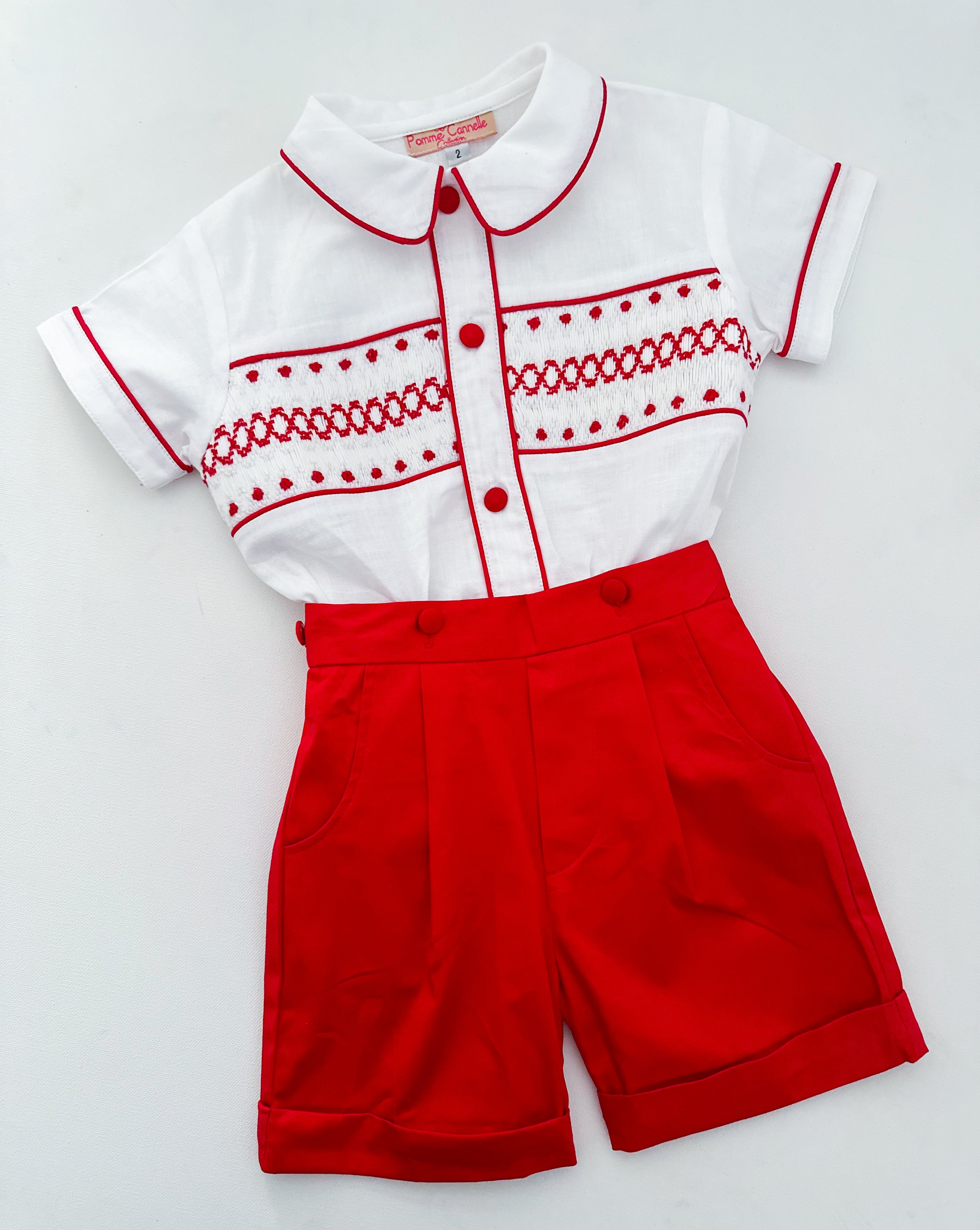 The hand smocked RAPHAEL set - Red