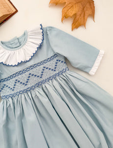 The hand smocked DORIANE dress - Blue