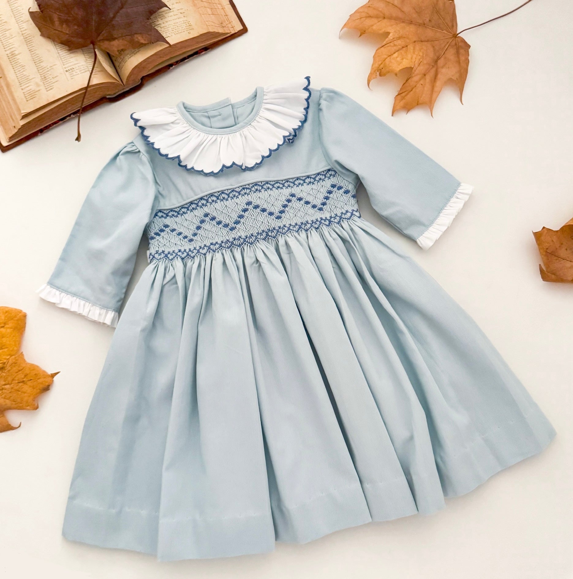 The hand smocked DORIANE dress - Blue