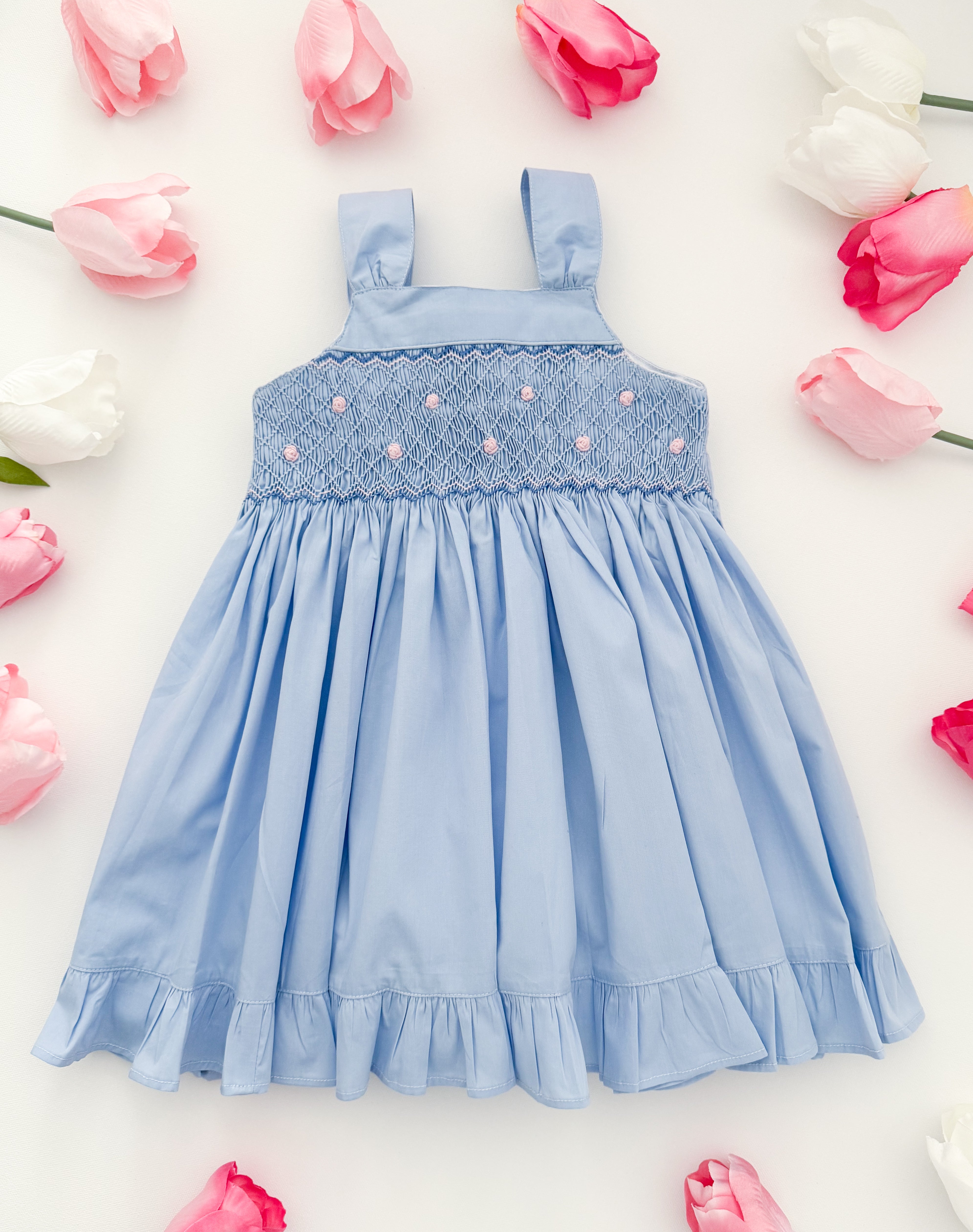 The hand smocked CATALINA dress - BLUE