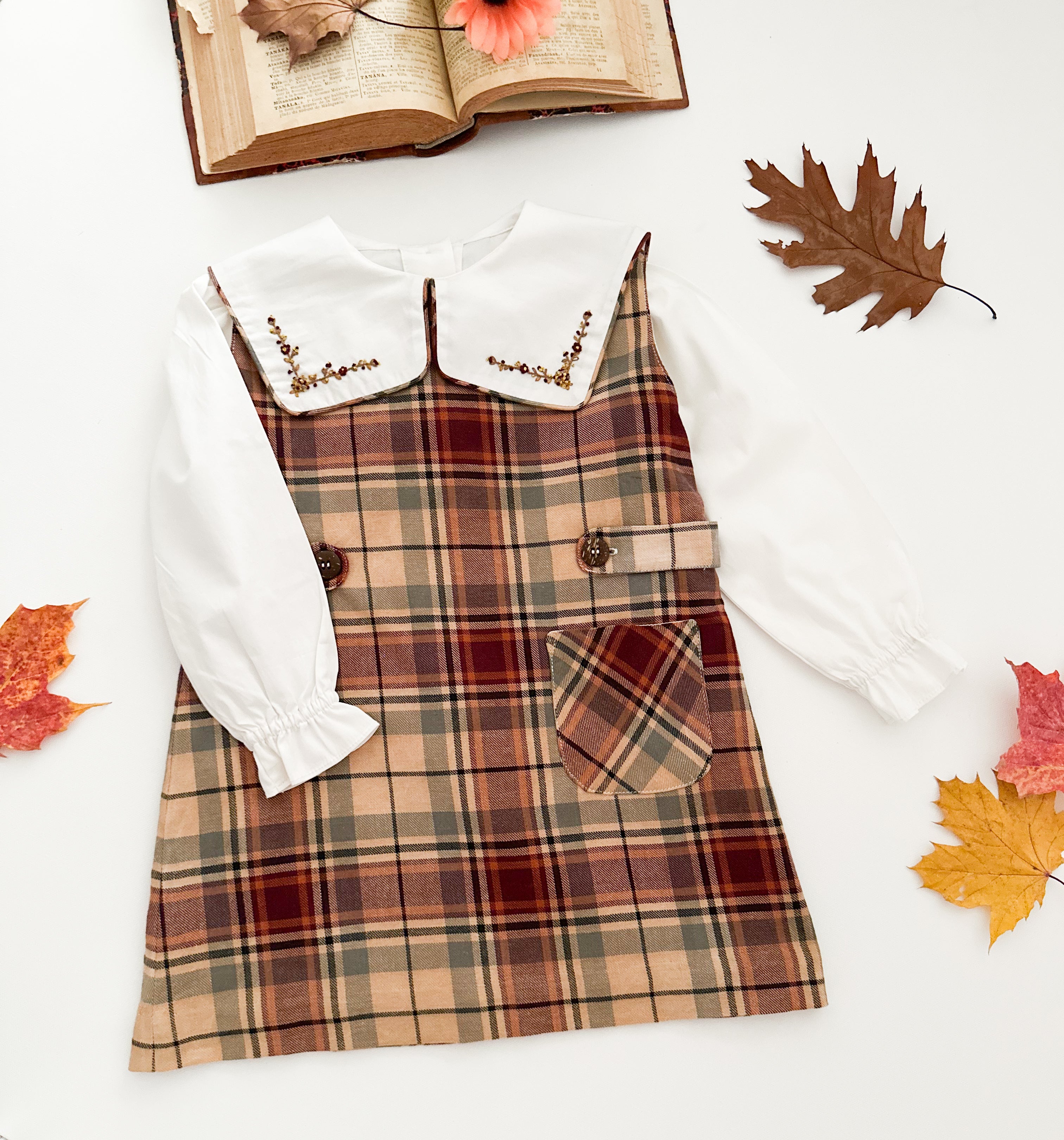 The hand smocked JACINTHE set - Plaid Brown