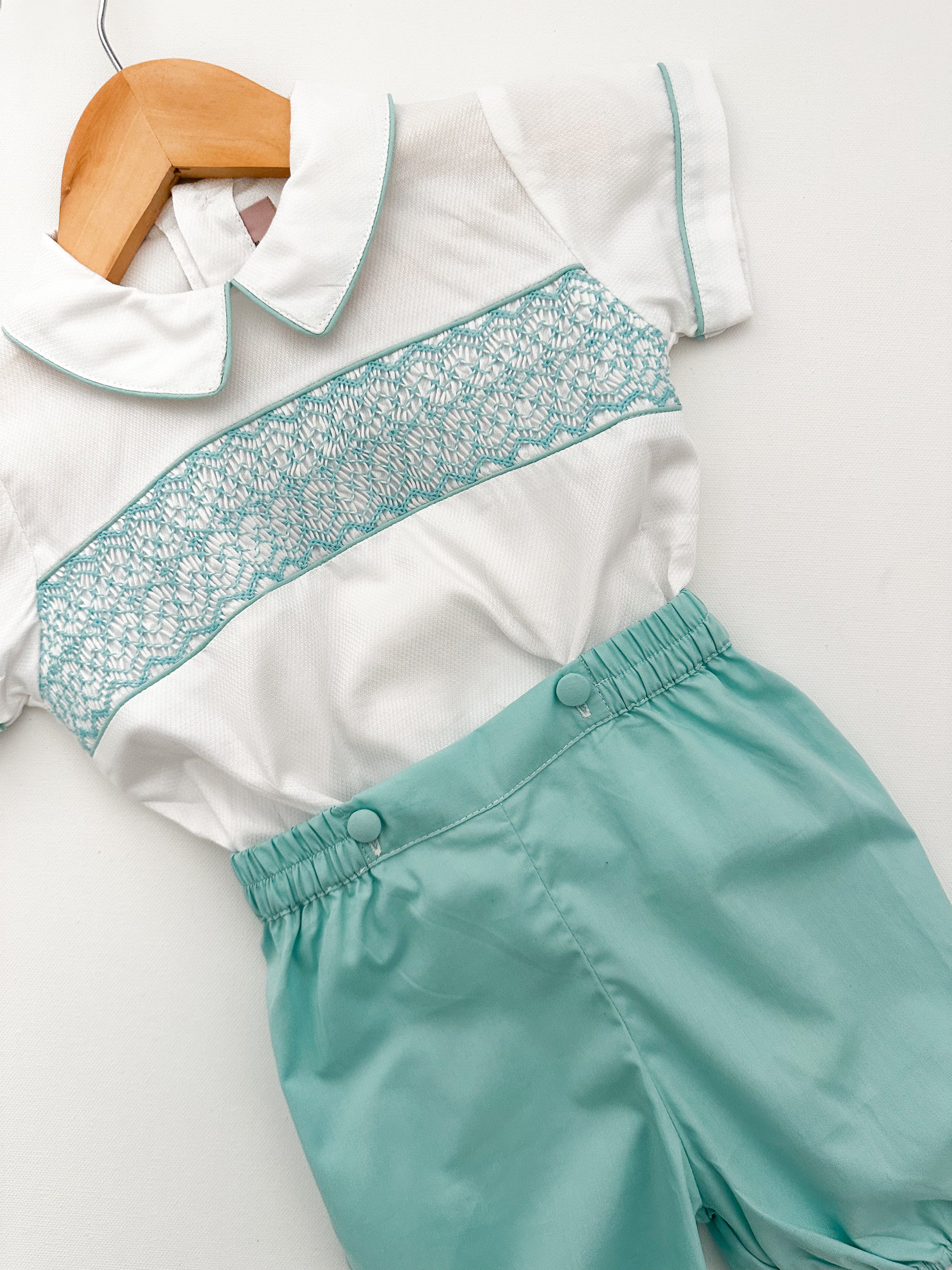 * PREORDER * The hand smocked ADAM set - Mint