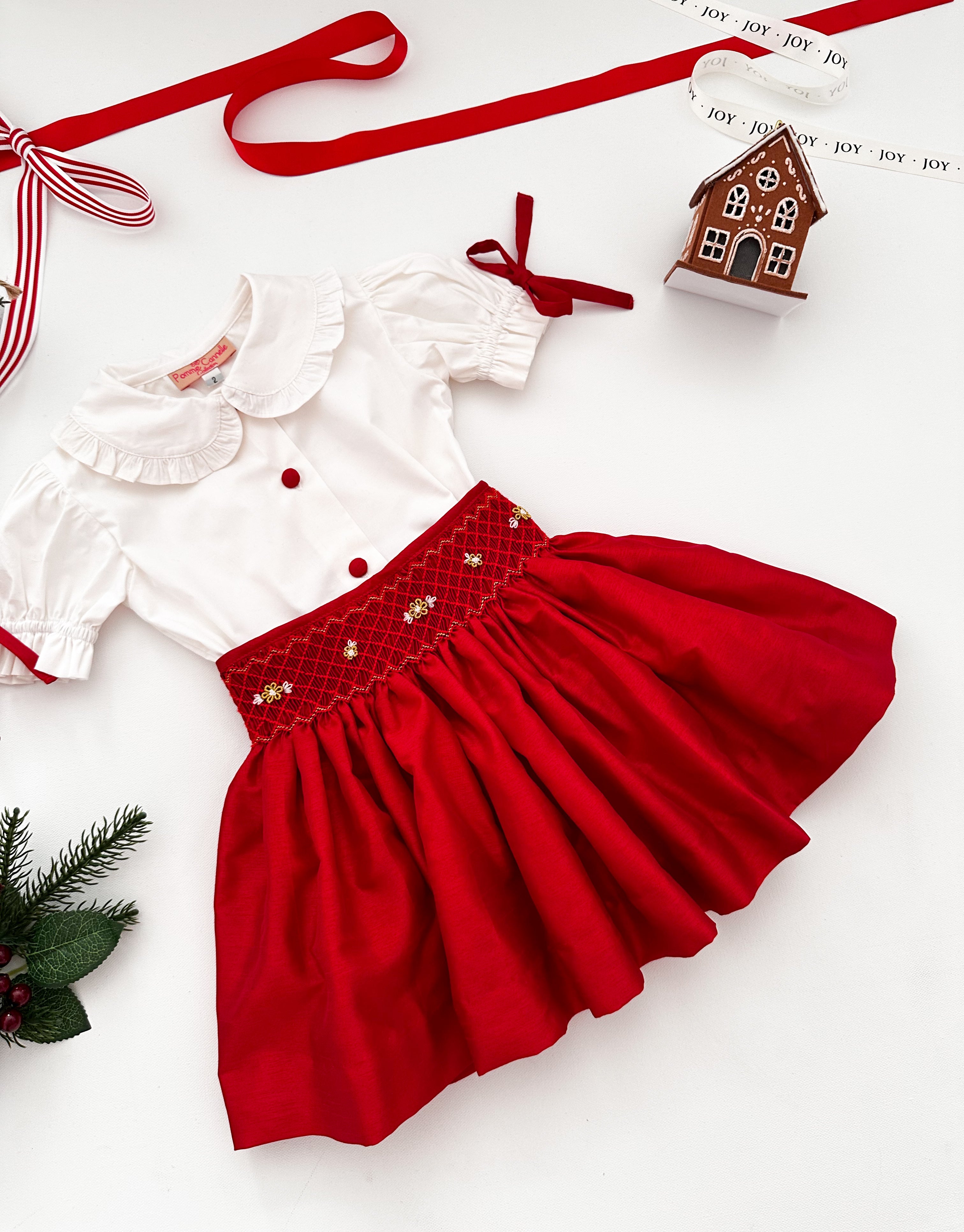 The hand smocked CALISTA set - Red