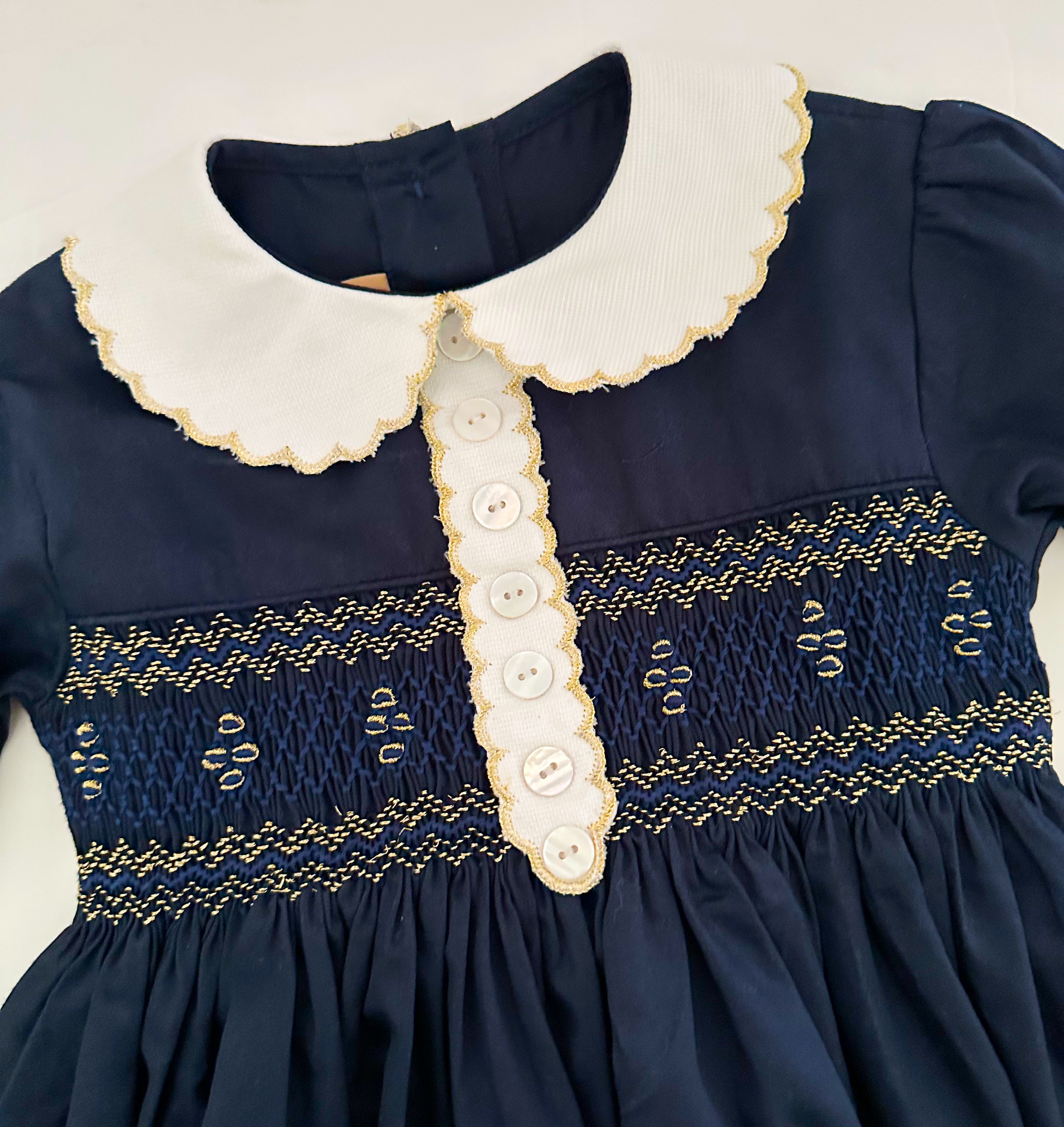 The hand smocked FLORENCE dress - Navy