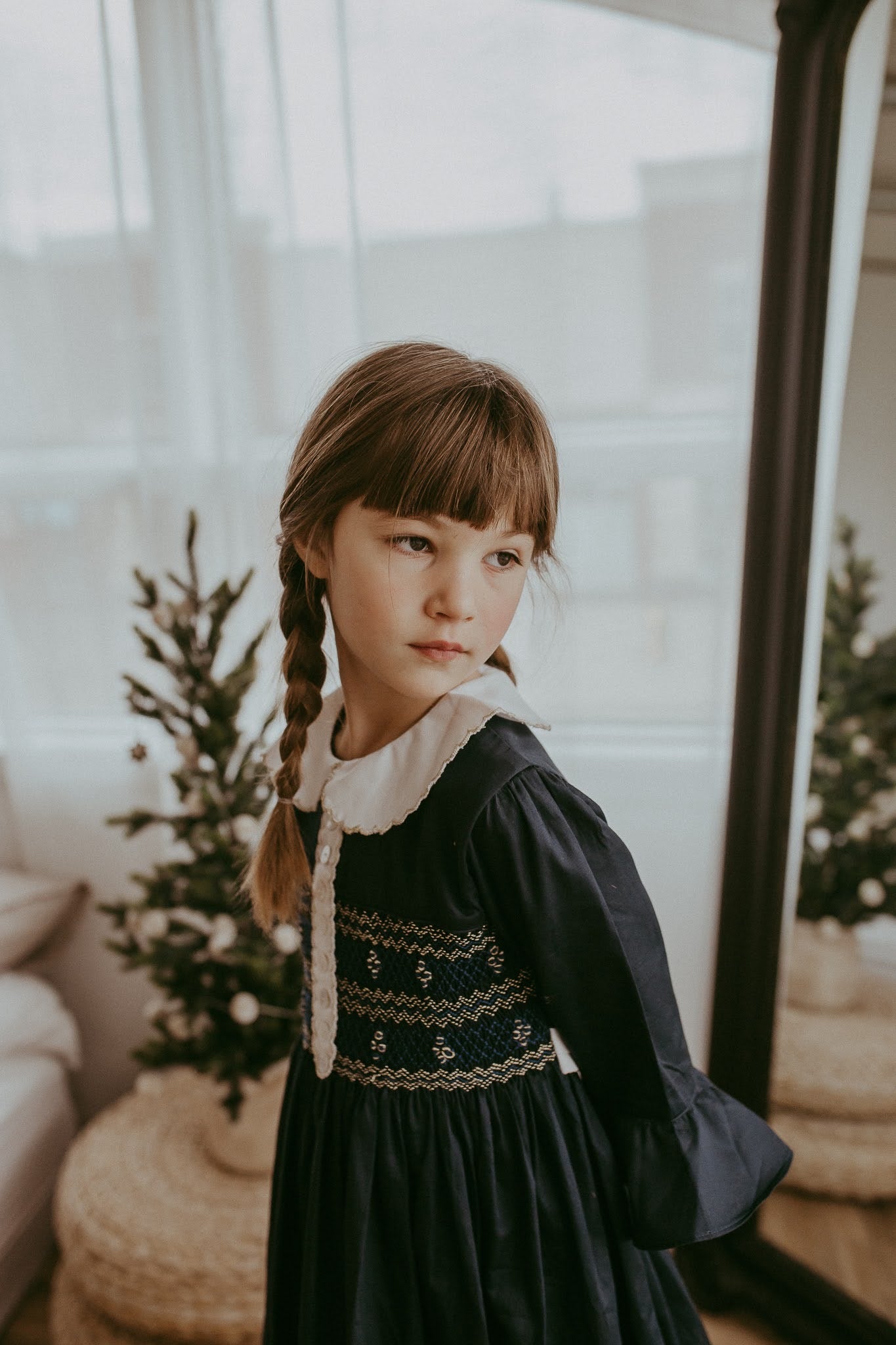 The hand smocked FLORENCE dress - Navy