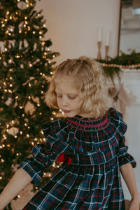 ** SECONDS SALE ** The hand smocked ELLA dress - Plaid navy and red