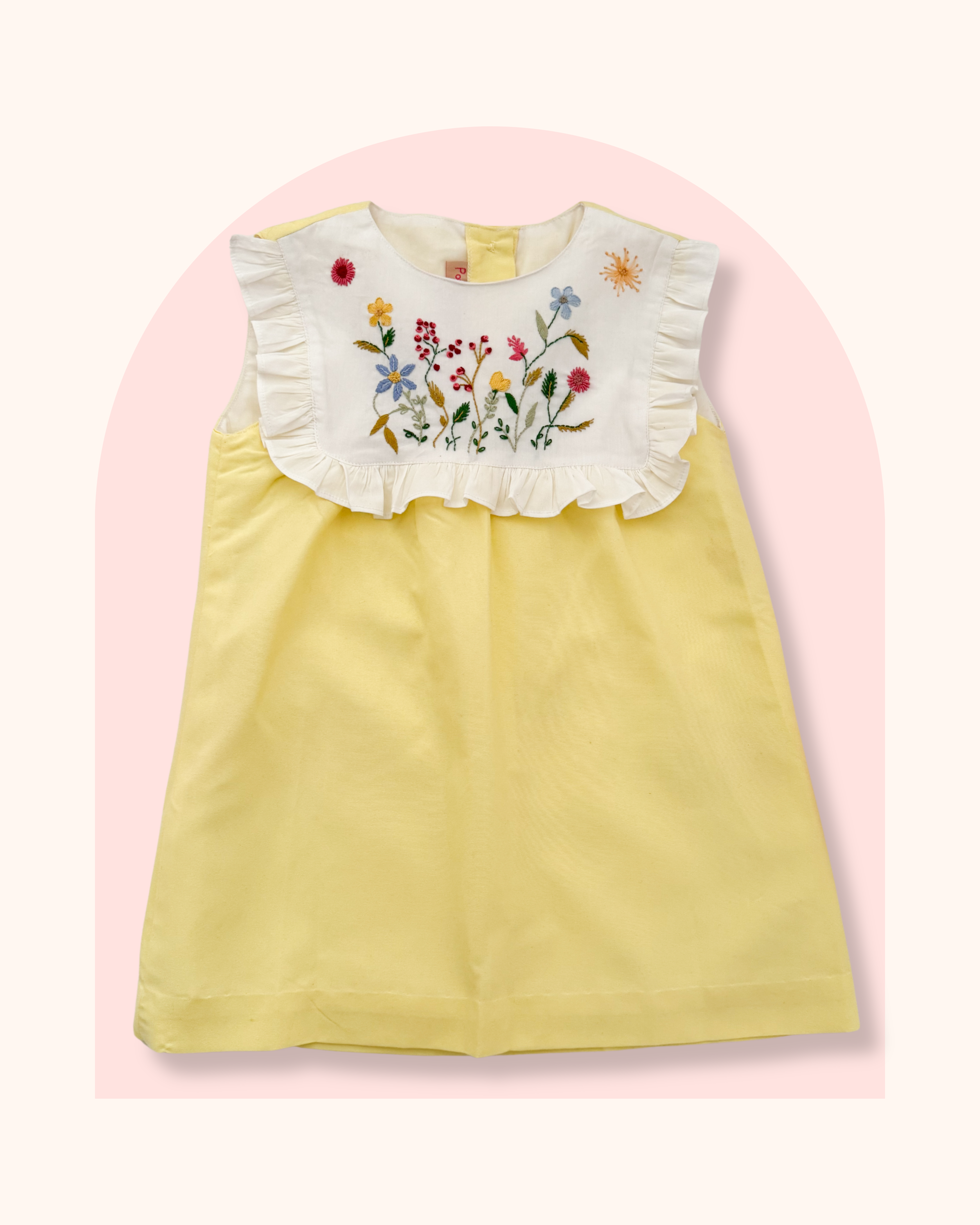 The hand embroidered ALICIA dress - yellow