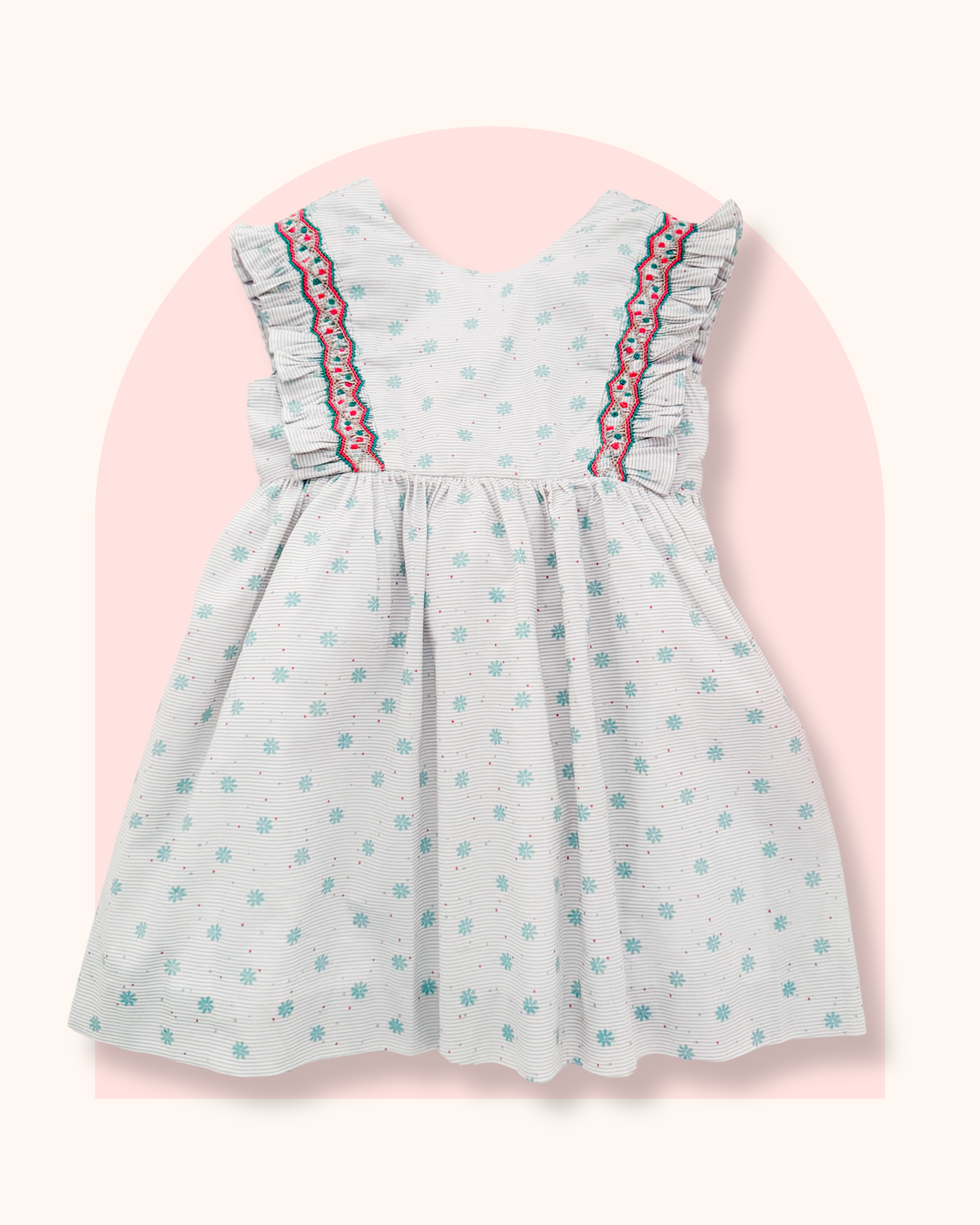 The hand smocked JULIETTE dress - floral mint
