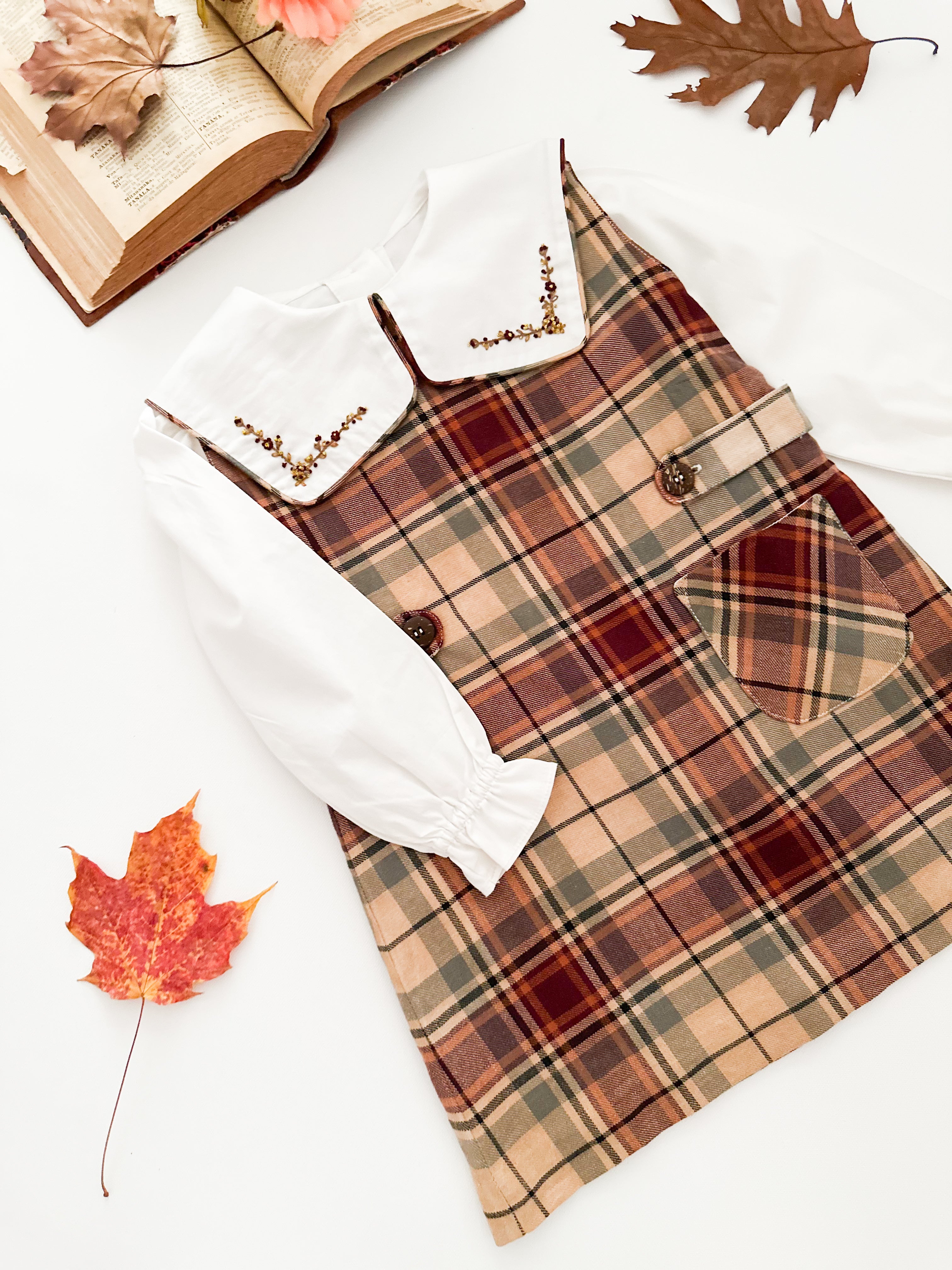 The hand smocked JACINTHE set - Plaid Brown
