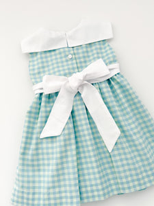 The hand smocked BIANCA dress - Vichy blue mint