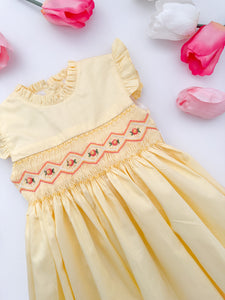 The hand smocked IRIS dress - Yellow