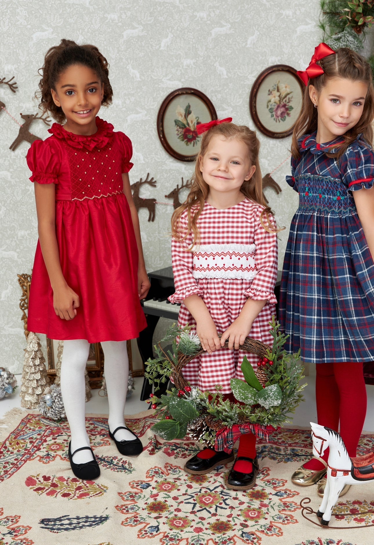 ** SECONDS SALE ** The hand smocked ABIGAIL dress - Plaid Navy and red