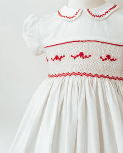 ** SECONDS SALE** The hand smocked ANNE dress - White