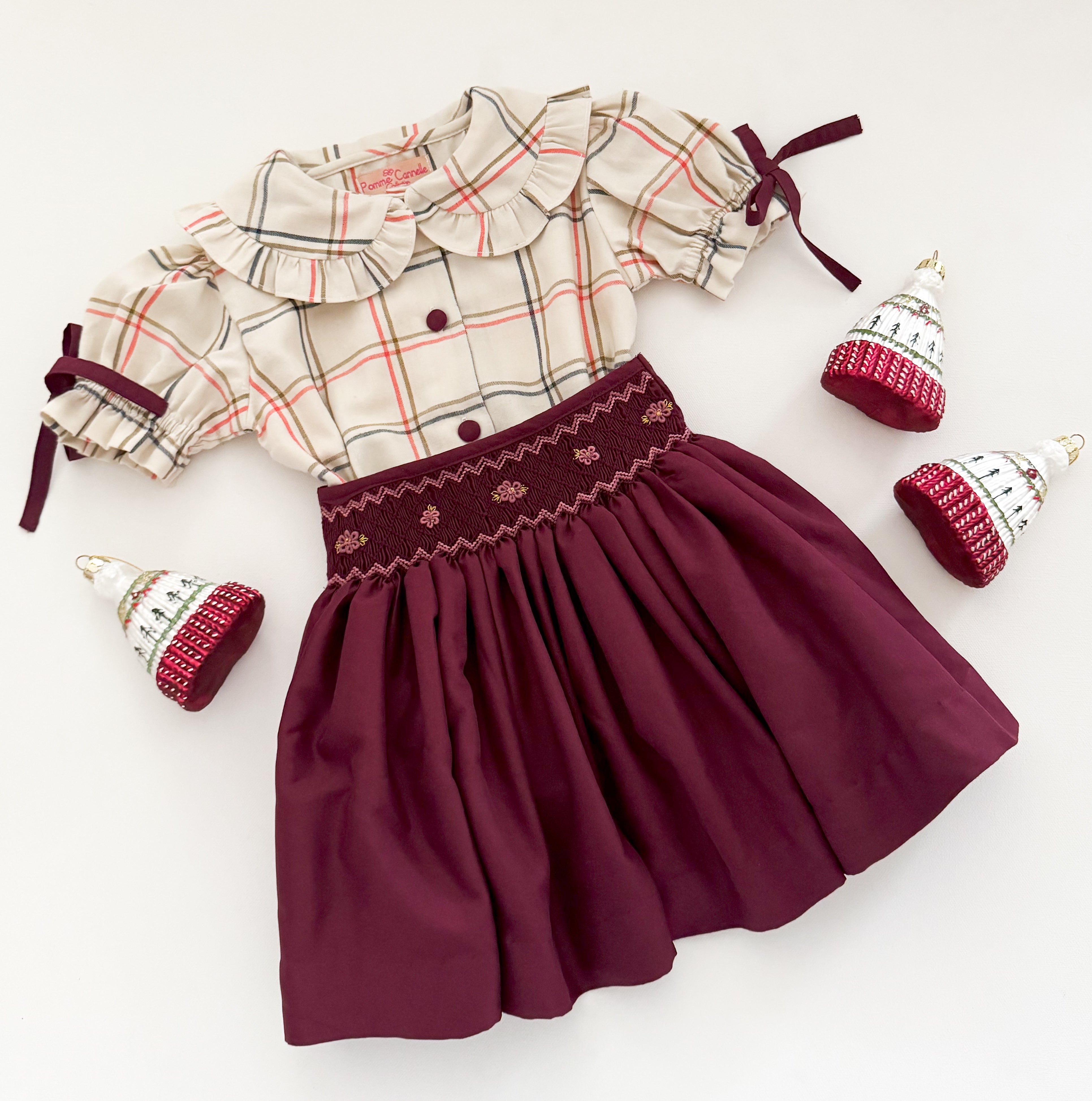 The hand smocked CALISTA set - Burgundy