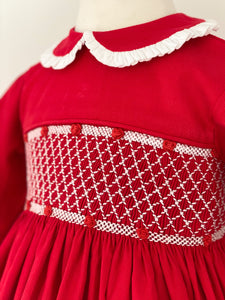 ** SECONDS SALE** The hand smocked CHLOE dress - Red