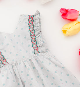The hand smocked JULIETTE dress - floral mint