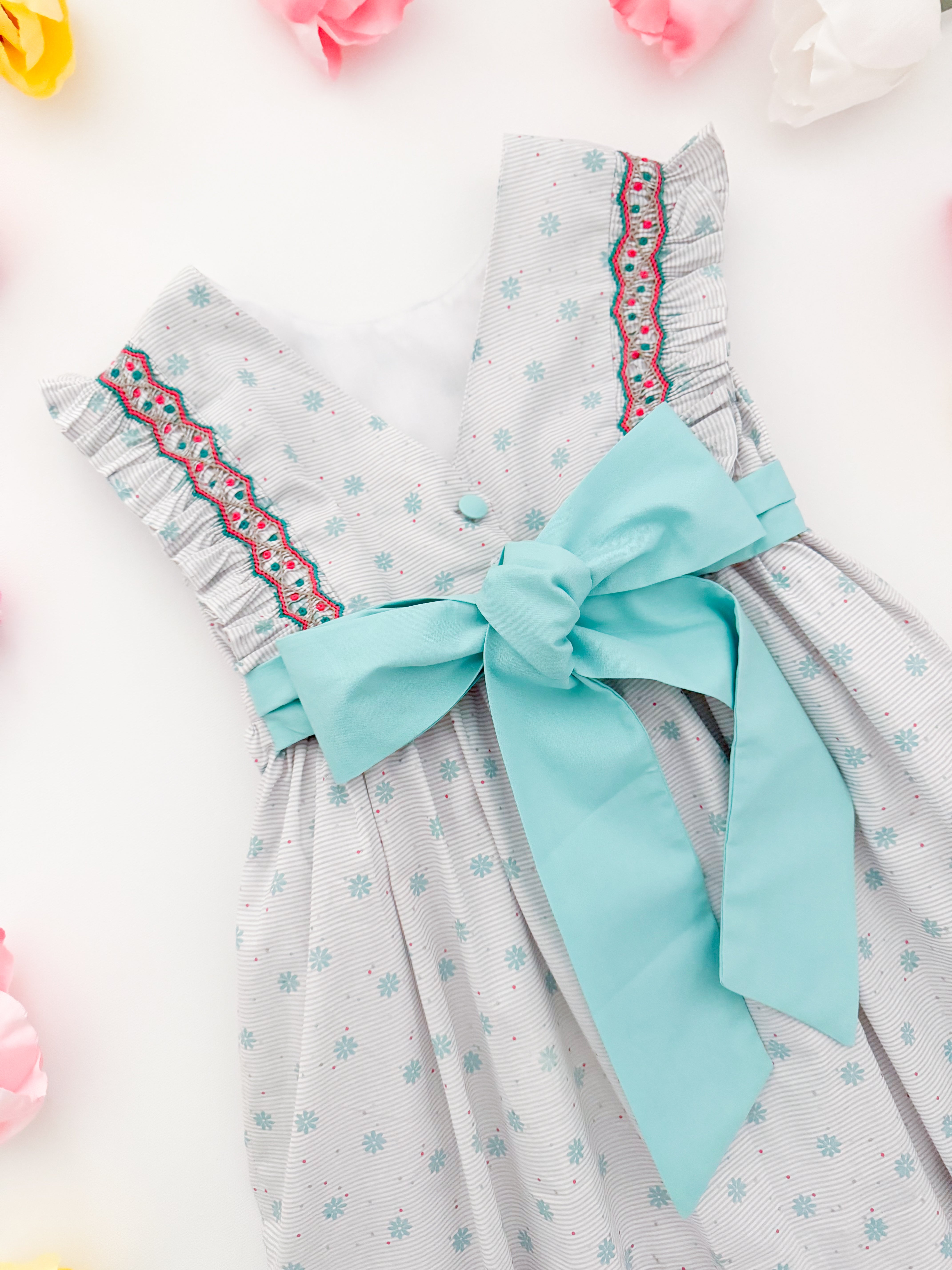 The hand smocked JULIETTE dress - floral mint