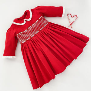 ** SECONDS SALE** The hand smocked CHLOE dress - Red