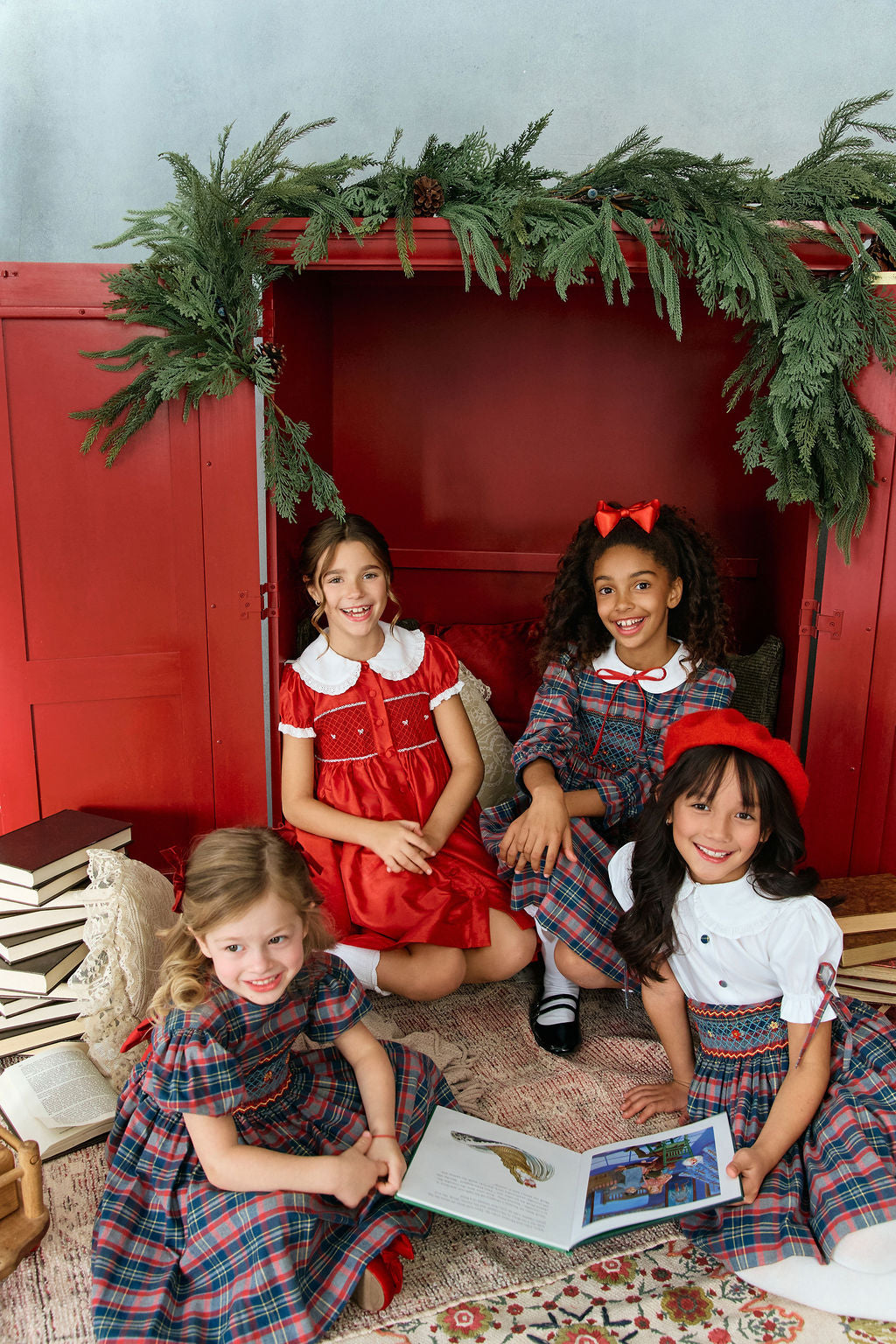 The hand smocked MATHILDE dress - Red