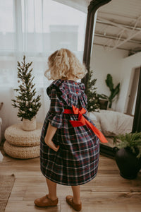 ** SECONDS SALE ** The hand smocked ELLA dress - Plaid navy and red