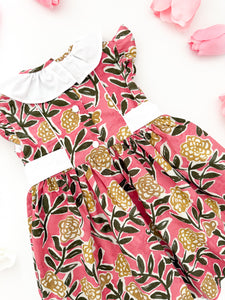 The hand smocked SERAPHINA dress - Floral pink yellow