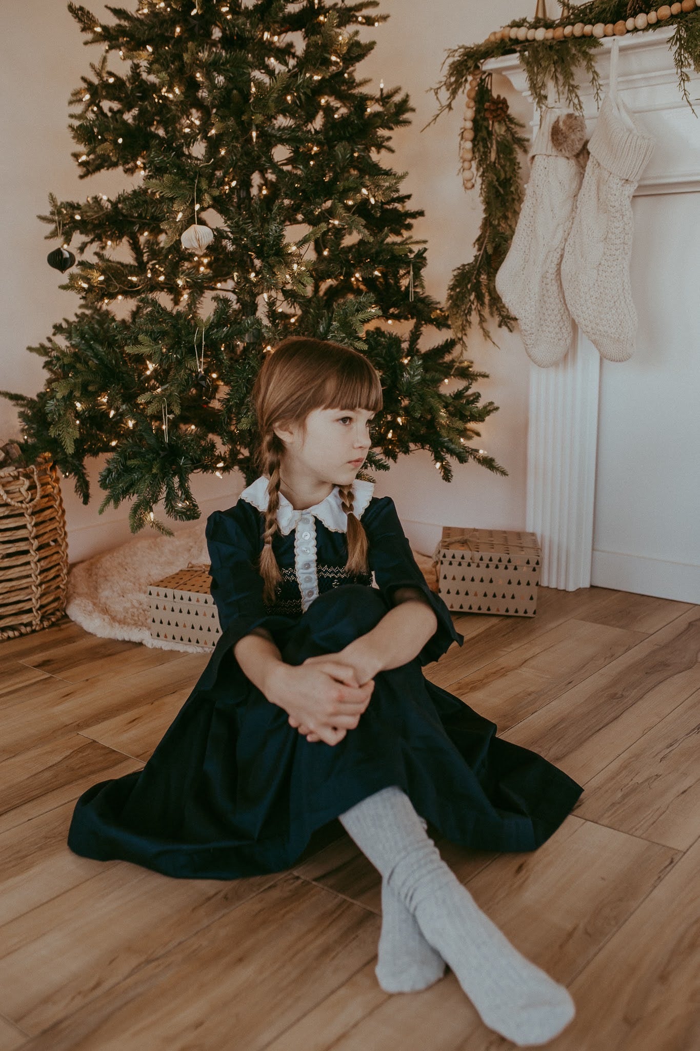 The hand smocked FLORENCE dress - Navy