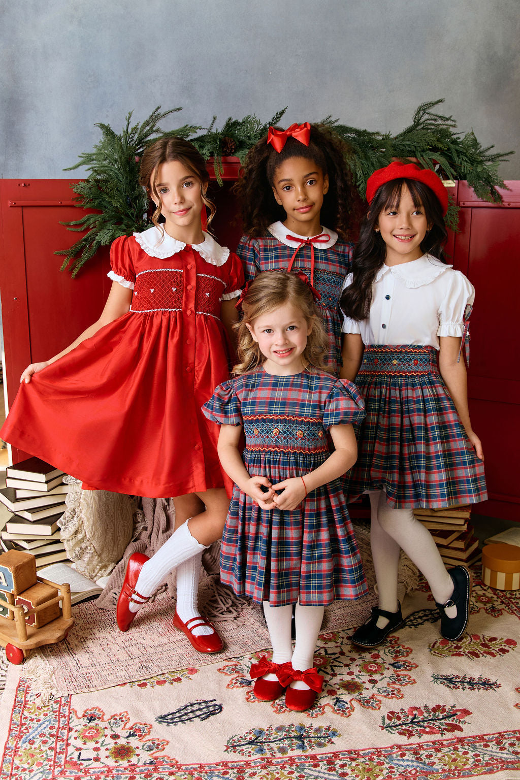 The hand smocked MATHILDE dress - Red