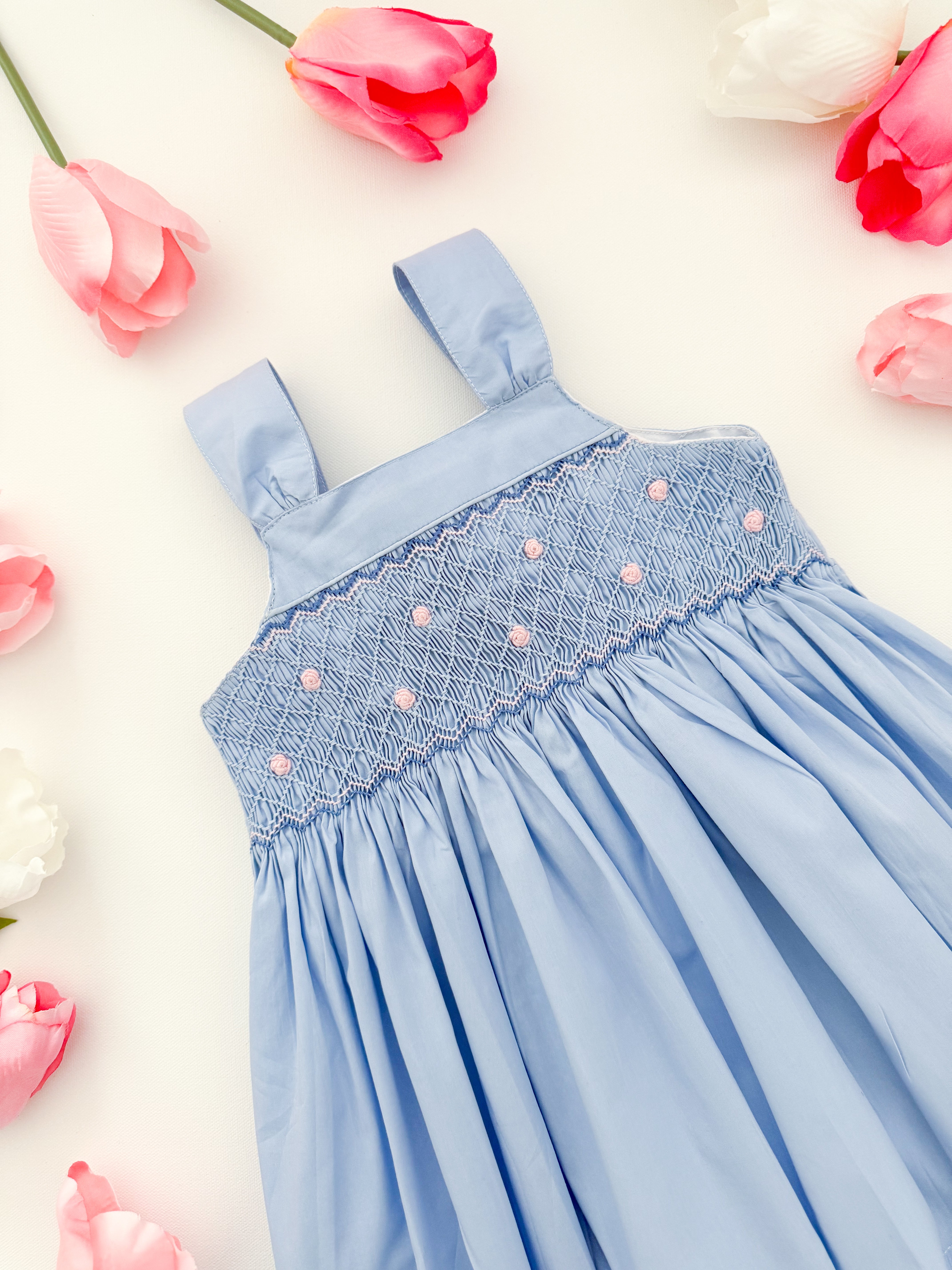 The hand smocked CATALINA dress - BLUE