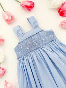 The hand smocked CATALINA dress - BLUE