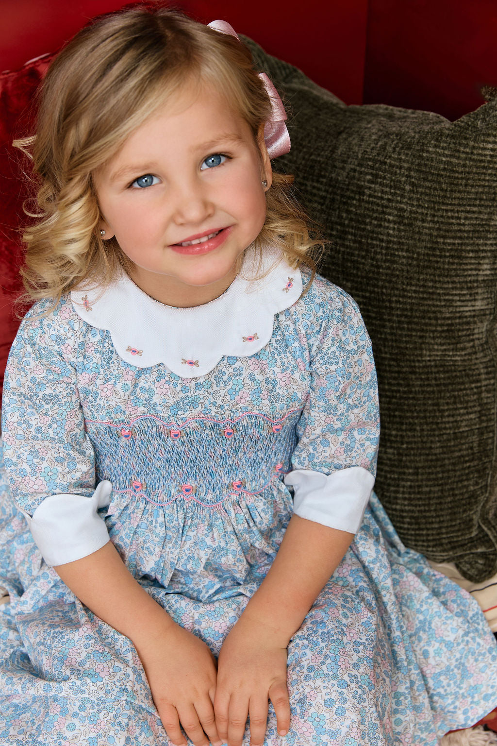 The hand smocked GRACE dress - Liberty blue