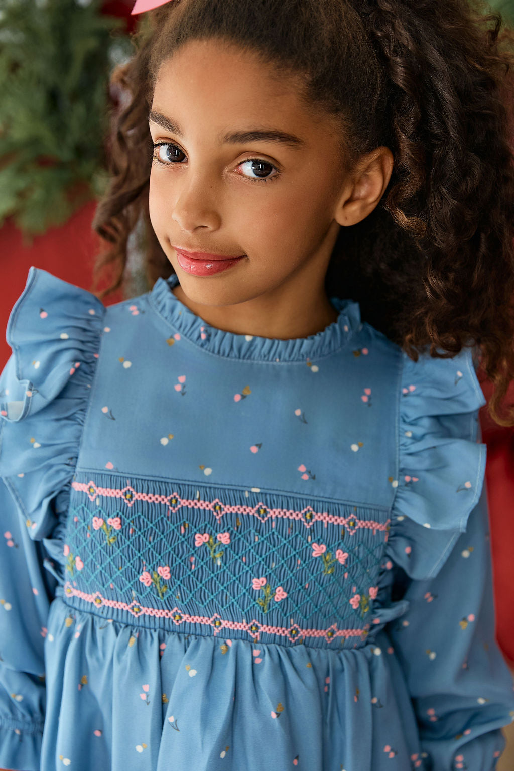 The hand smocked LIVIA dress - Blue floral