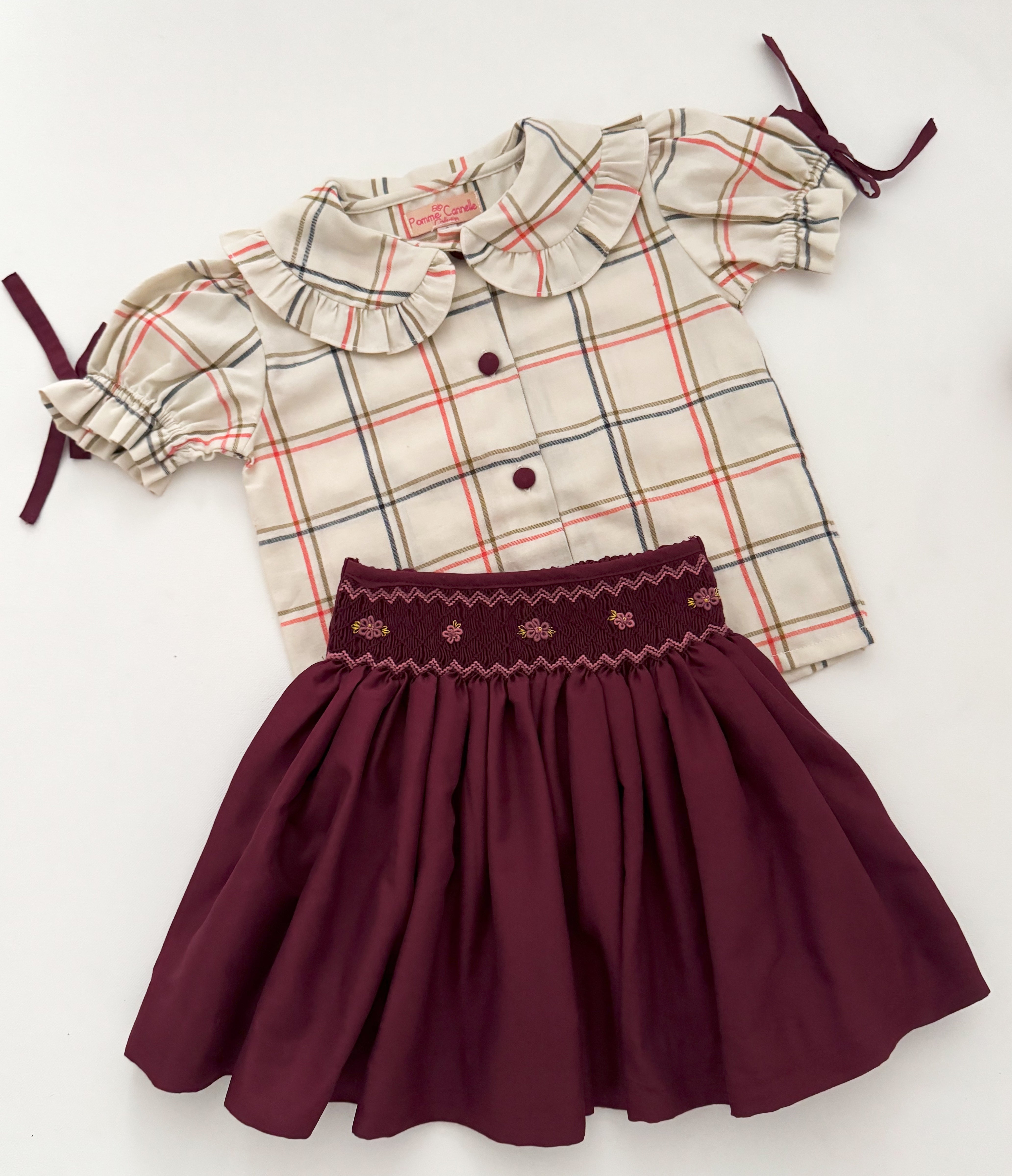 The hand smocked CALISTA set - Burgundy