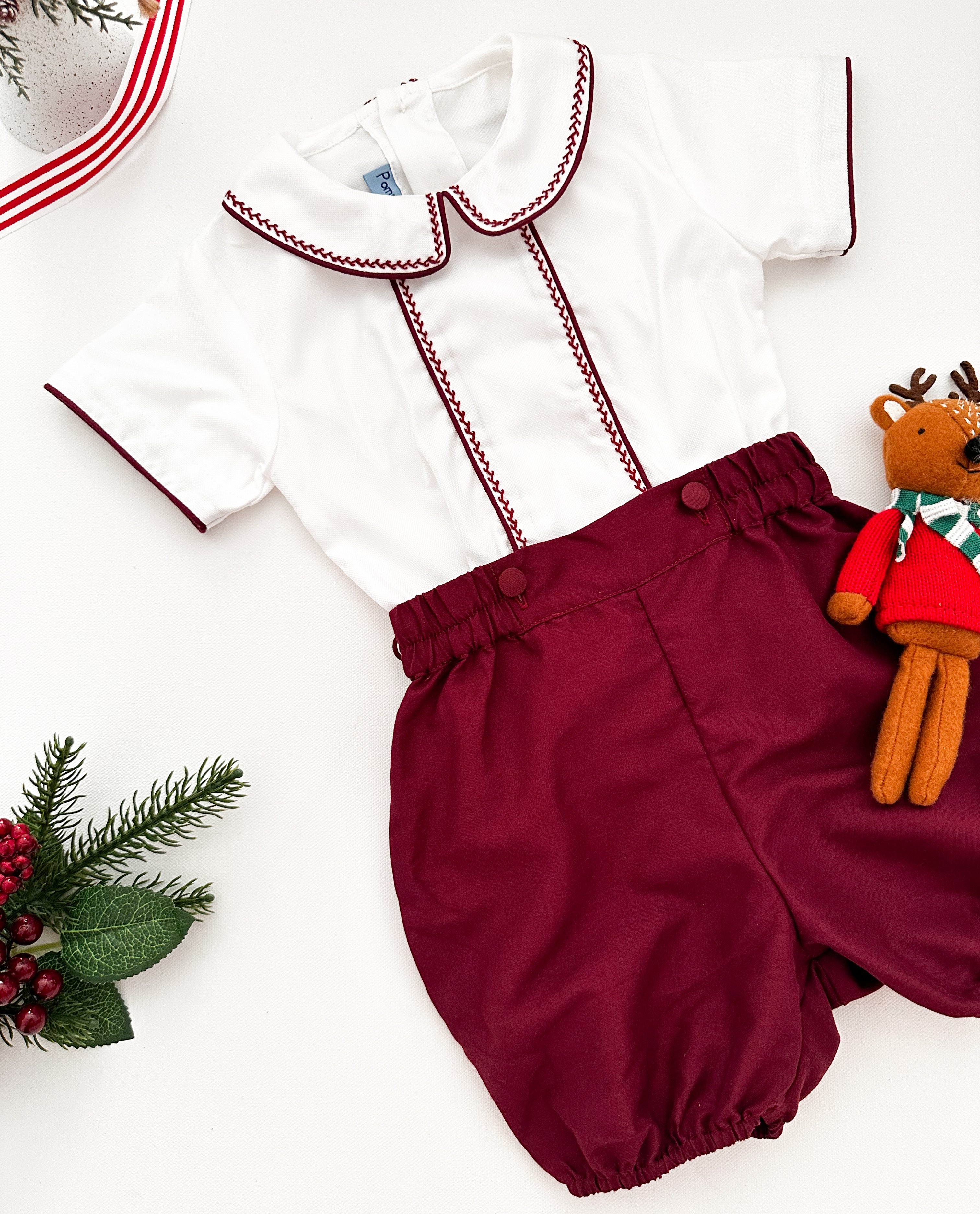 The hand embroidered THOMAS set - Burgundy