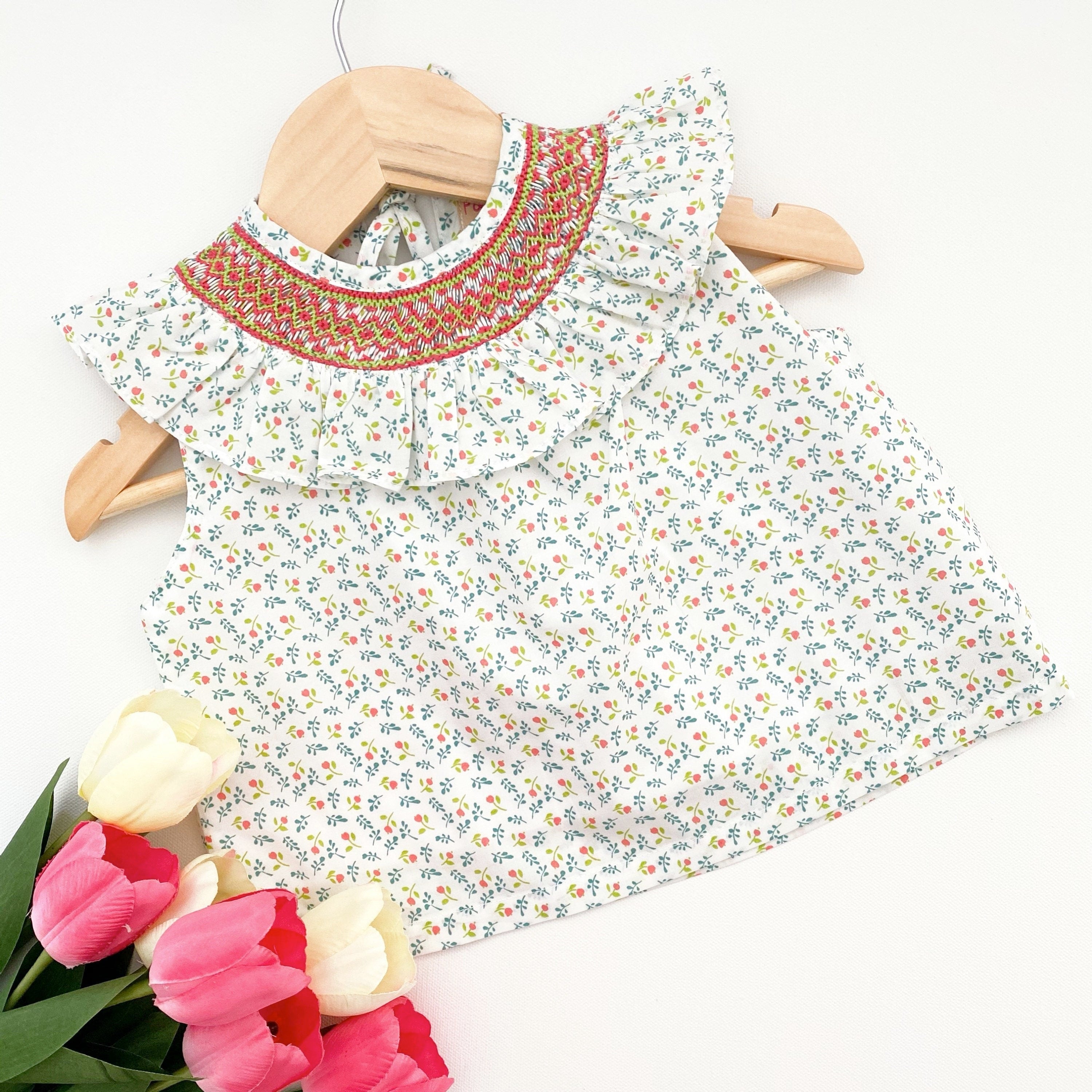 ** SECONDS SALE ** The hand smocked EMMY Blouse - (error in opening the collar)