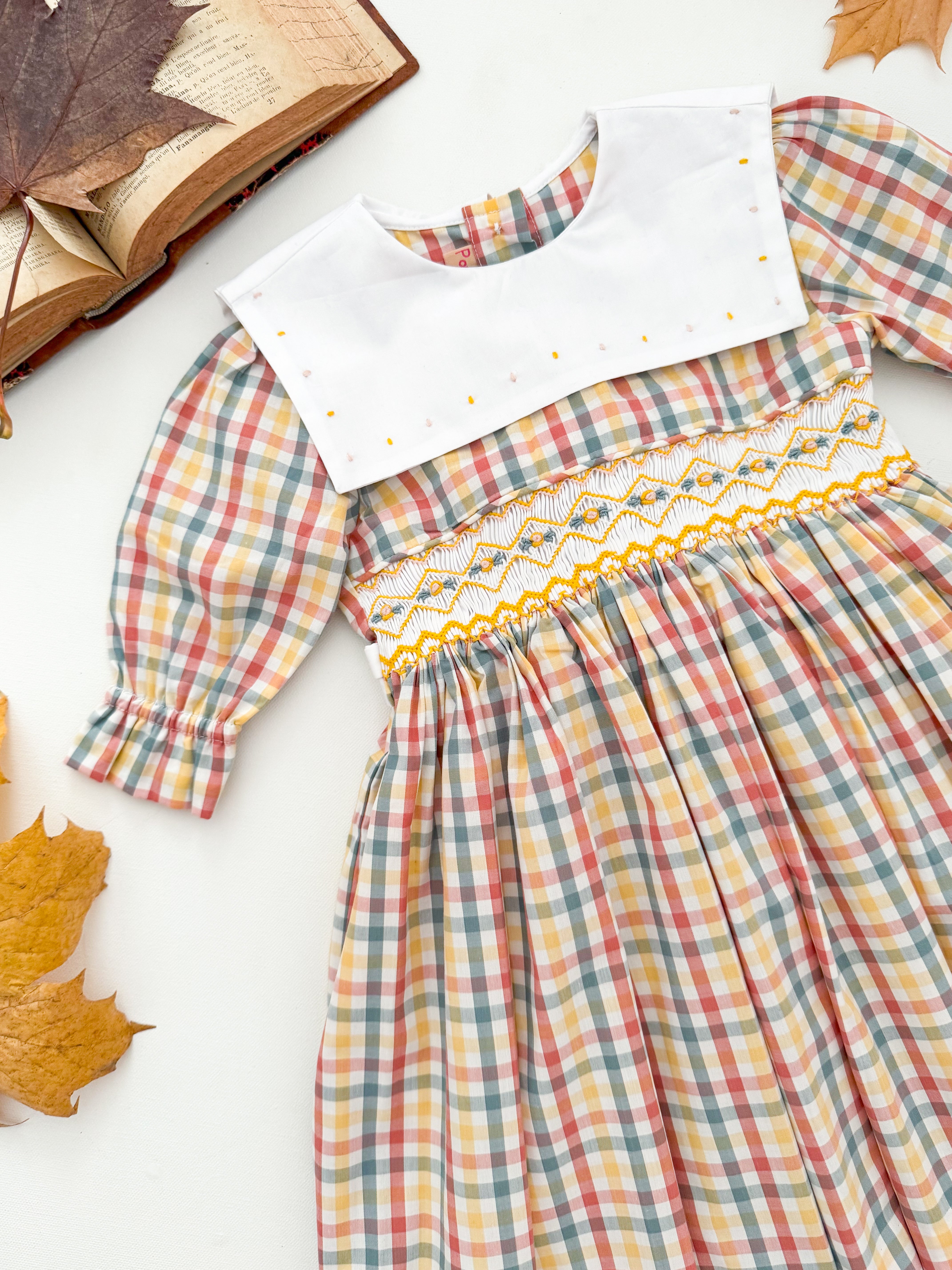 The hand smocked VICTORIA dress - checkered yellow