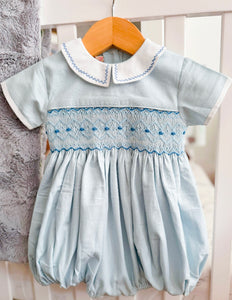 The hand smocked ANDRÉA romper - Blue