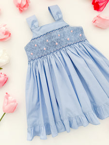 The hand smocked CATALINA dress - BLUE