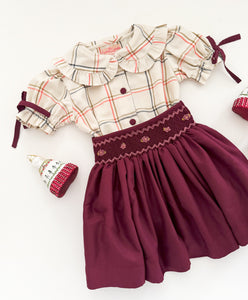 The hand smocked CALISTA set - Burgundy