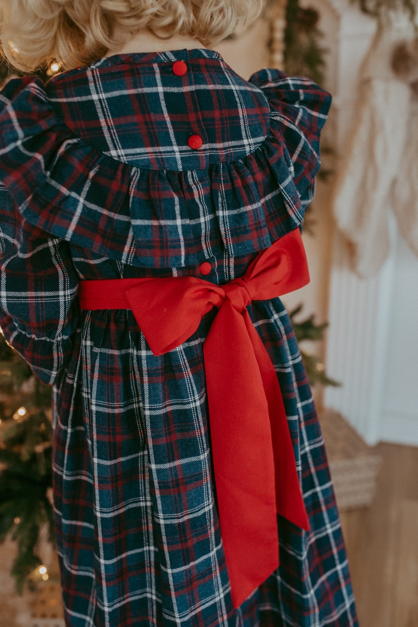 ** SECONDS SALE ** The hand smocked ELLA dress - Plaid navy and red