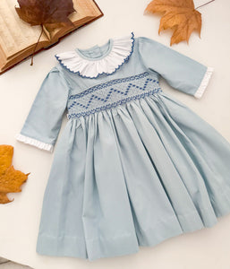 The hand smocked DORIANE dress - Blue