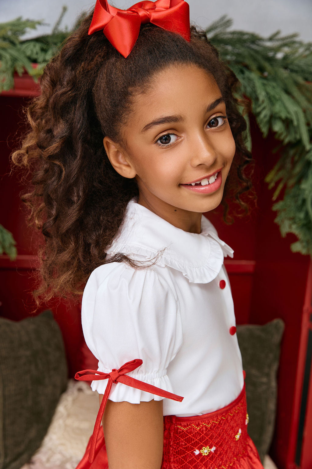 The hand smocked CALISTA set - Red